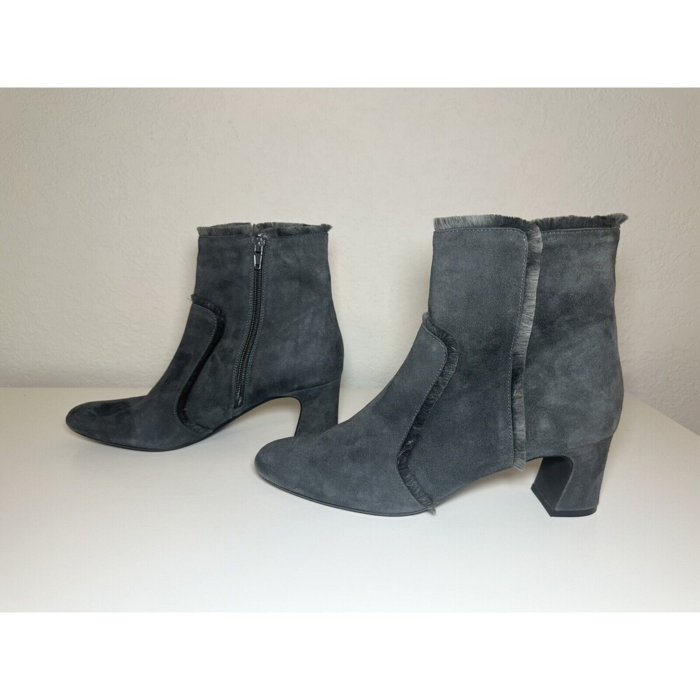 VANELi Danice Suede Fringe Gray Block‎ Heel Ankle Booties Women's 8.5 Narrow